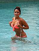 Nadia Forde In White And Pink Bikini Poolside